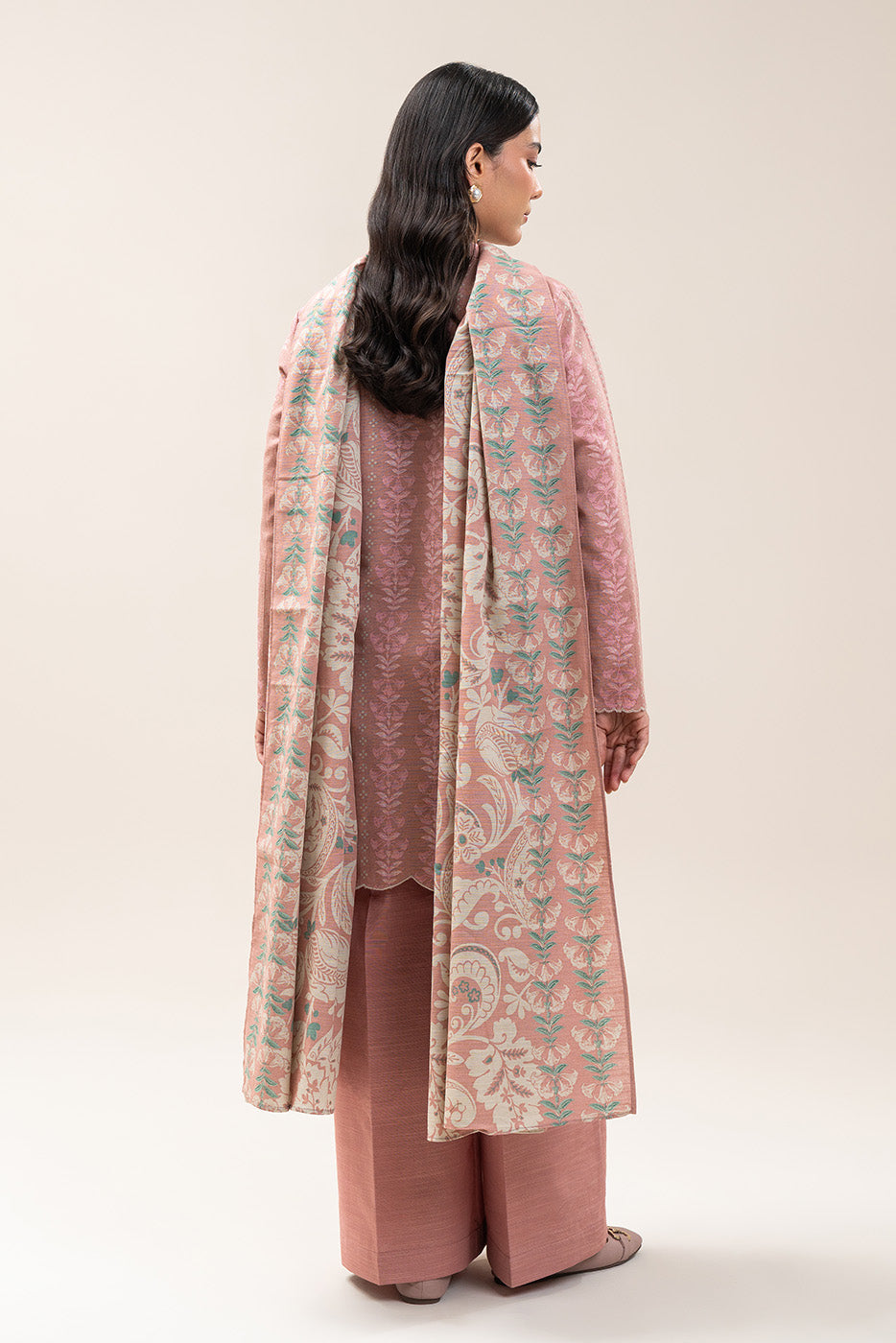 3 PIECE EMBROIDERED SLUB KHADDAR SUIT-DUTCH PINK (UNSTITCHED)