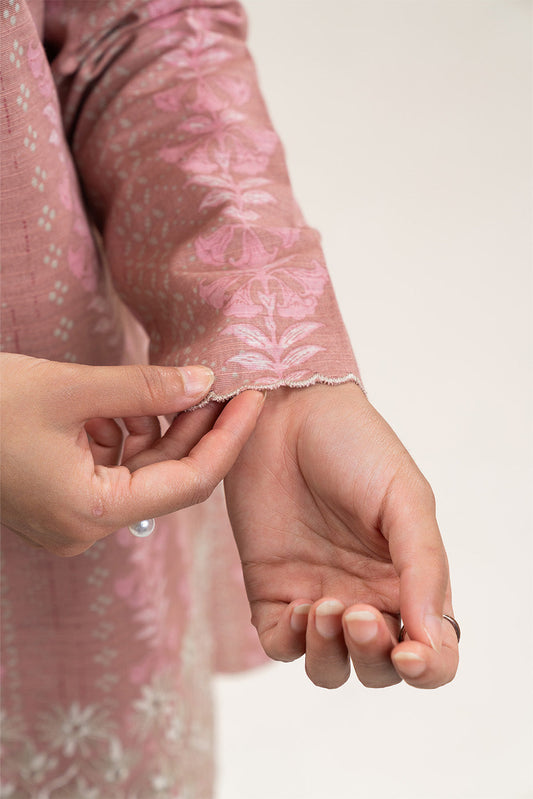 3 PIECE EMBROIDERED SLUB KHADDAR SUIT-DUTCH PINK (UNSTITCHED)