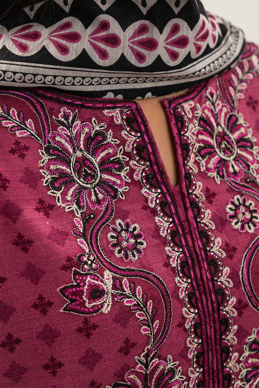 3 PIECE EMBROIDERED SLUB KHADDAR SUIT-CRIMSON EDGE (UNSTITCHED)