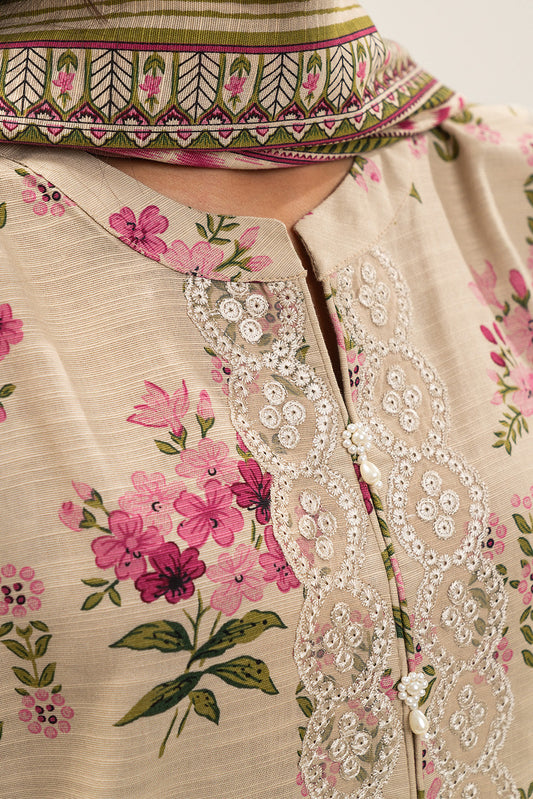 3 PIECE EMBROIDERED SLUB KHADDAR SUIT-LEGO GARDEN (UNSTITCHED)