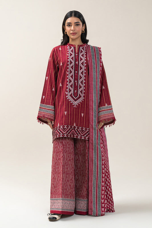 3 PIECE EMBROIDERED KHADDI JQ SUIT-GARNET BLISS (UNSTITCHED)