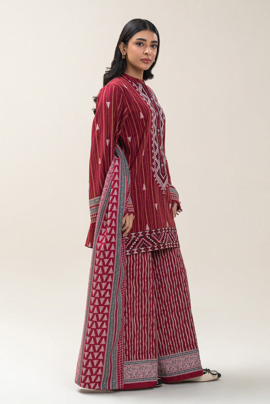 3 PIECE EMBROIDERED KHADDI JQ SUIT-GARNET BLISS (UNSTITCHED)