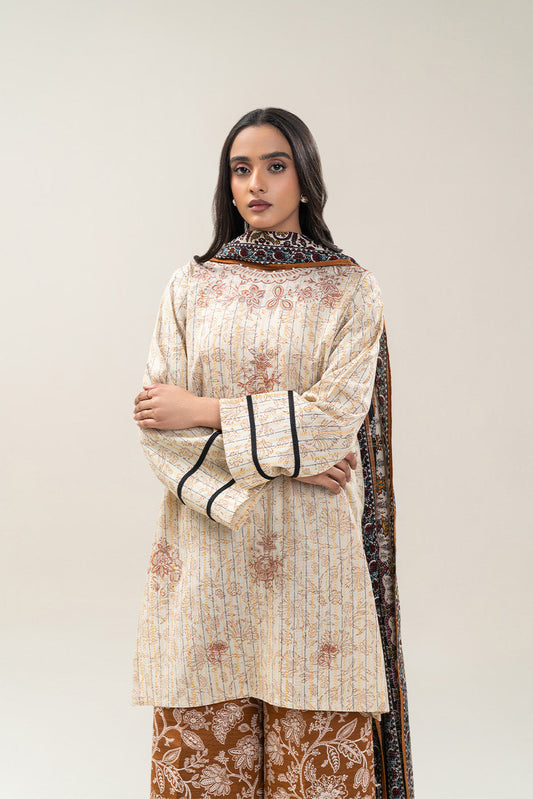 3 PIECE EMBROIDERED KHADDI JQ SUIT-HAZEL WOOD (UNSTITCHED)