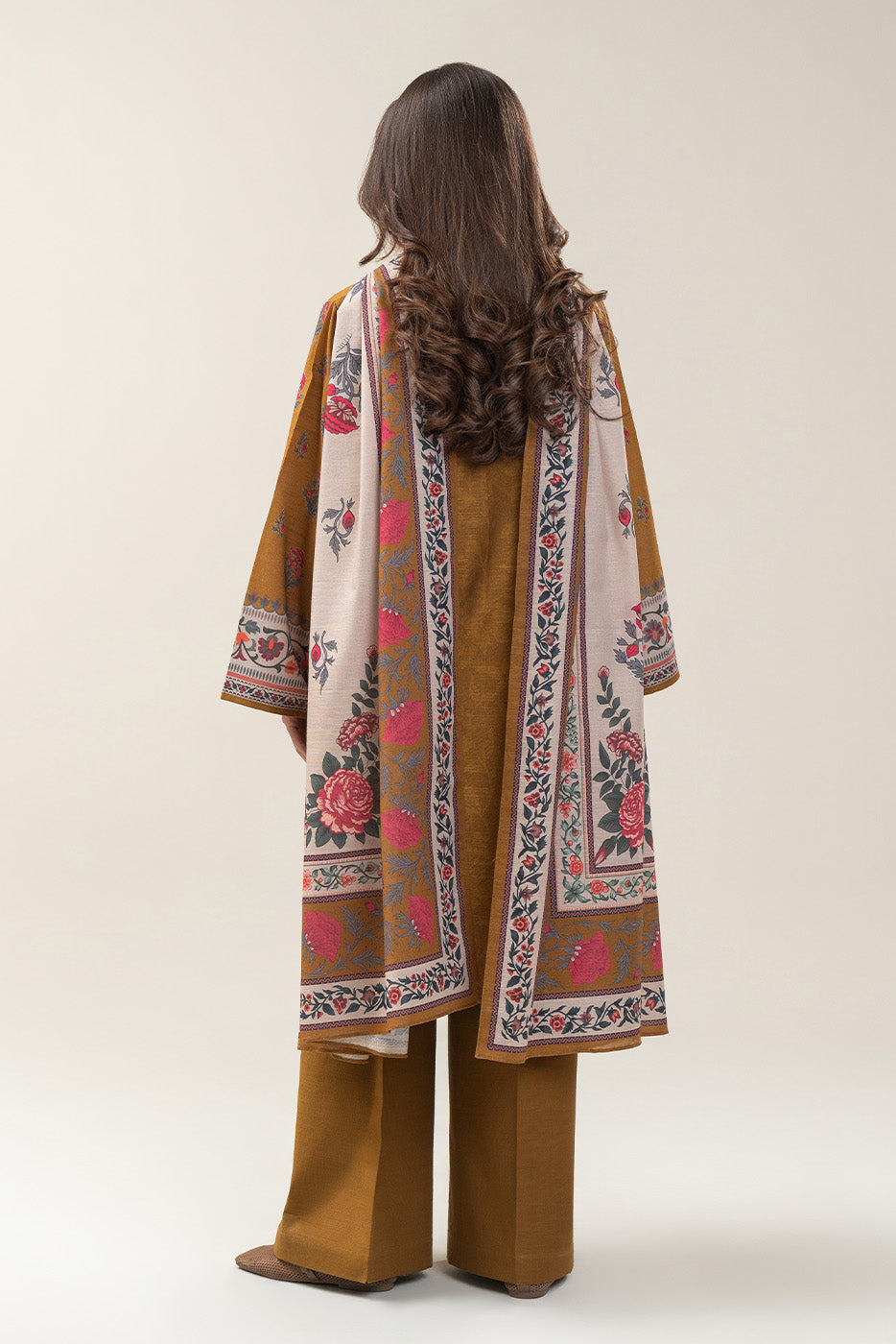 3 PIECE EMBROIDERED SLUB KHADDAR SUIT-MUSTARD GLAM (UNSTITCHED)