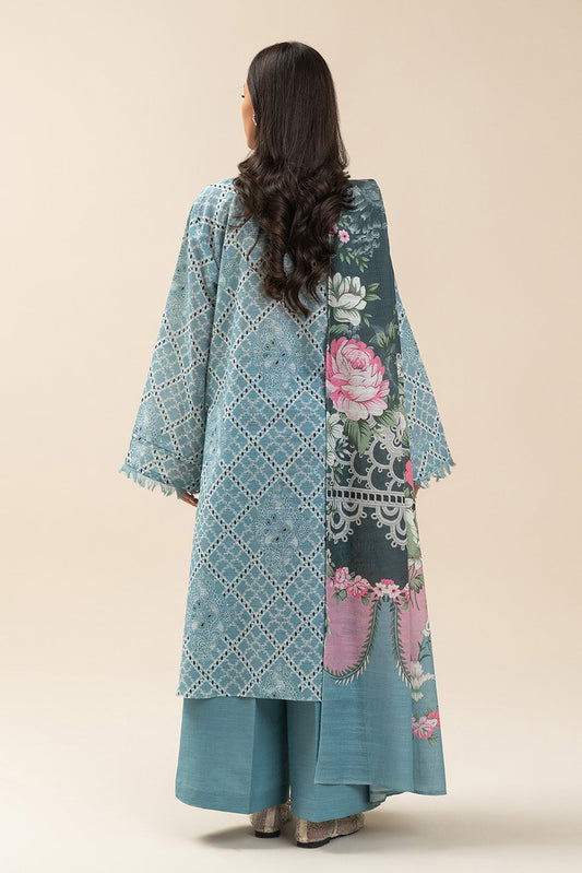 3 PIECE PRINTED SLUB KHADDAR SUIT-SAPPHIRE BLISS (UNSTITCHED)
