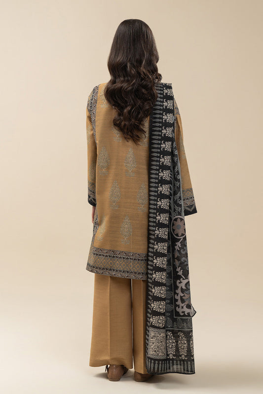 3 PIECE PRINTED SLUB KHADDAR SUIT-FLAXEN TINT (UNSTITCHED)