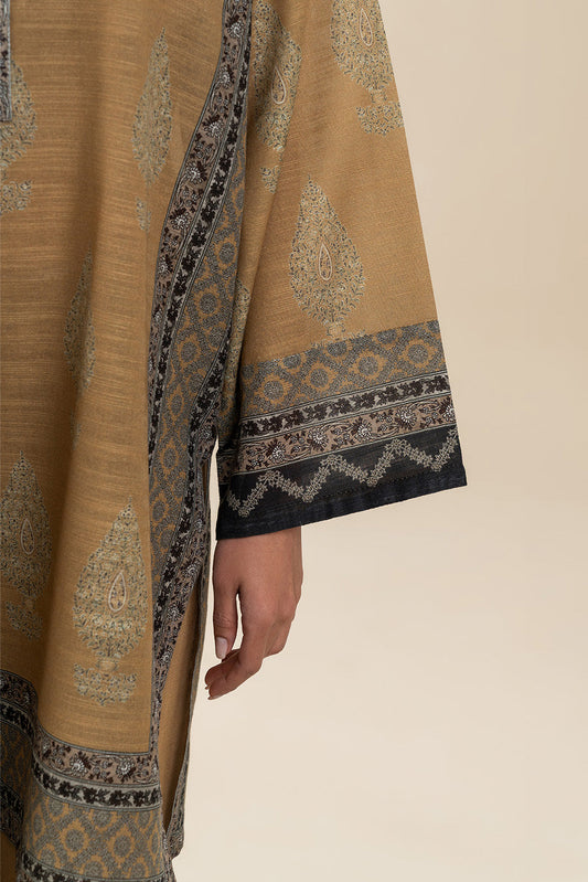 3 PIECE PRINTED SLUB KHADDAR SUIT-FLAXEN TINT (UNSTITCHED)