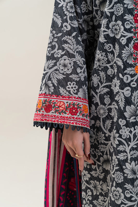 3 PIECE PRINTED SLUB KHADDAR SUIT-FLORAL BUNCH (UNSTITCHED)