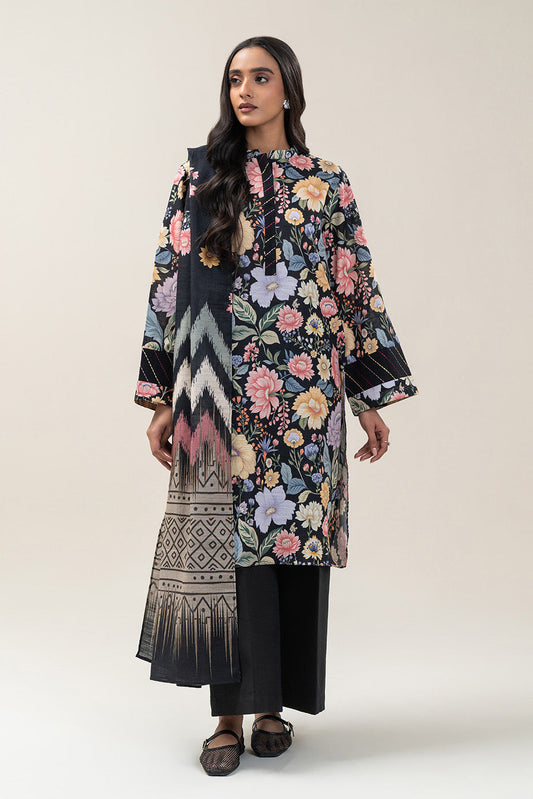 3 PIECE PRINTED SLUB KHADDAR SUIT-FLORAL BUNCH (UNSTITCHED)