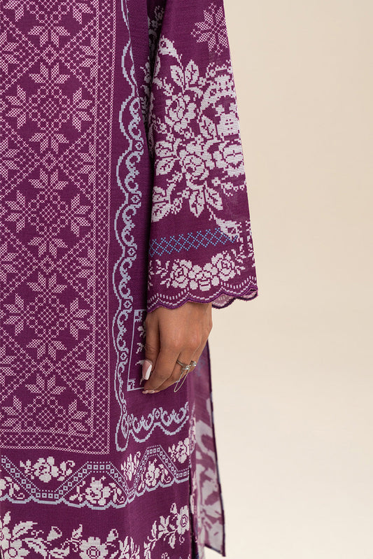 3 PIECE PRINTED SLUB KHADDAR SUIT-MAGENTA BLISS (UNSTITCHED)