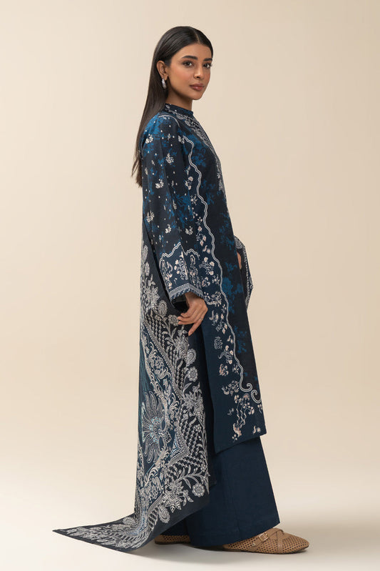 3 PIECE PRINTED SLUB KHADDAR SUIT-ARCANE DUSK (UNSTITCHED)