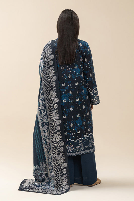 3 PIECE PRINTED SLUB KHADDAR SUIT-ARCANE DUSK (UNSTITCHED)