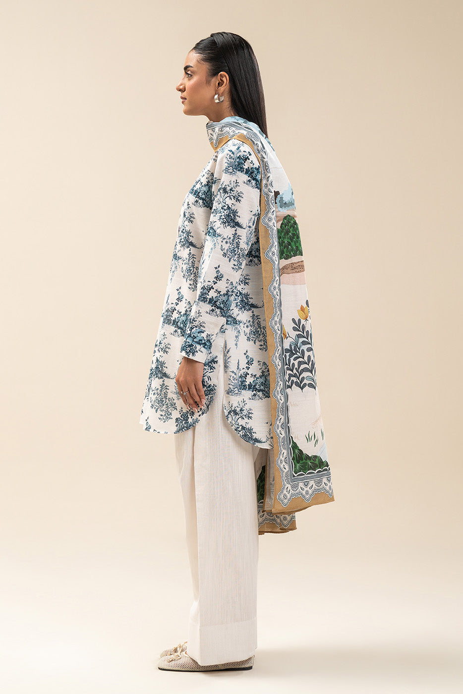 3 PIECE PRINTED SLUB KHADDAR SUIT-WHIMSICAL TALE (UNSTITCHED)