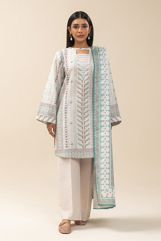 2 PIECE PRINTED SLUB KHADDAR SUIT-AURORAL LUSTRE (UNSTITCHED)