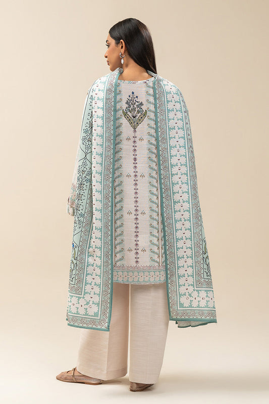2 PIECE PRINTED SLUB KHADDAR SUIT-AURORAL LUSTRE (UNSTITCHED)