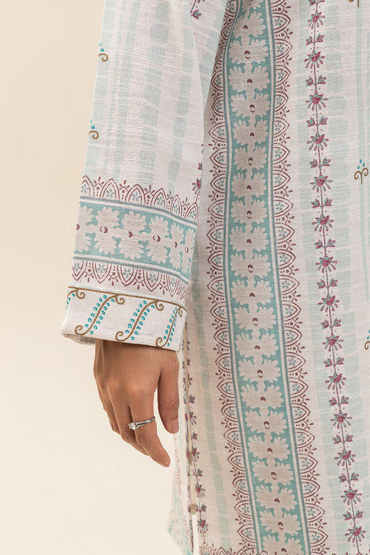 2 PIECE PRINTED SLUB KHADDAR SUIT-AURORAL LUSTRE (UNSTITCHED)