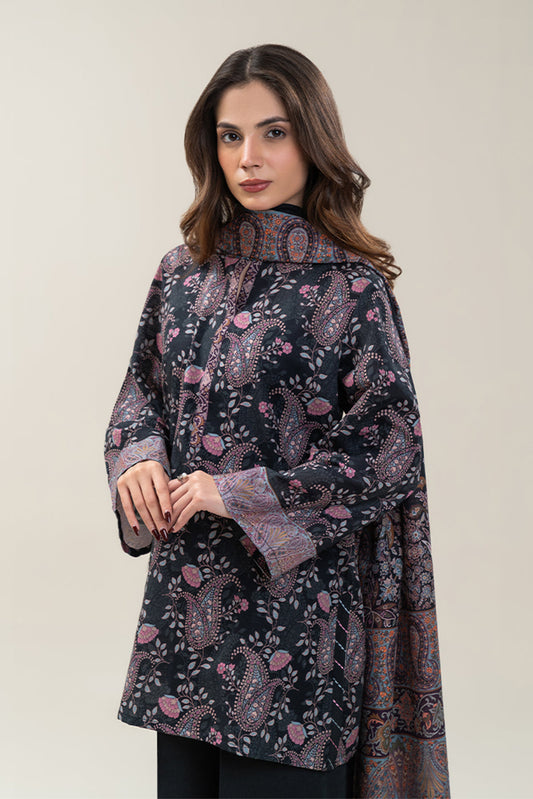 3 PIECE PRINTED SLUB KHADDAR SUIT-ONYX WEAVE (UNSTITCHED)