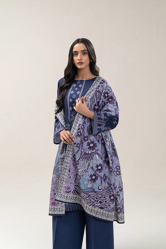 3 PIECE PRINTED SLUB KHADDAR SUIT-YALE NOIR (UNSTITCHED)