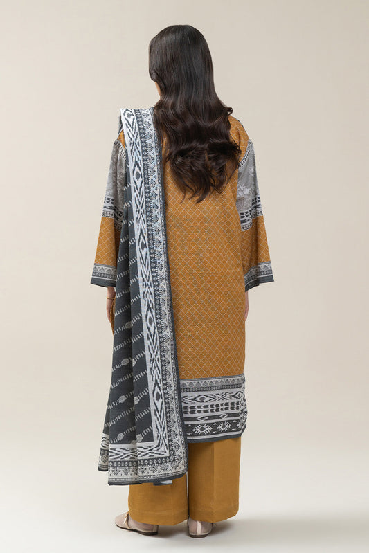 3 PIECE PRINTED SLUB KHADDAR SUIT-MEDALLION DEW SUIT