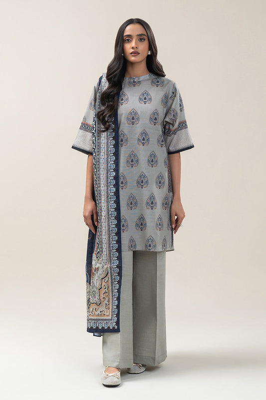 3 PIECE PRINTED SLUB KHADDAR SUIT-SAPPHIRE WHISPER (UNSTITCHED)