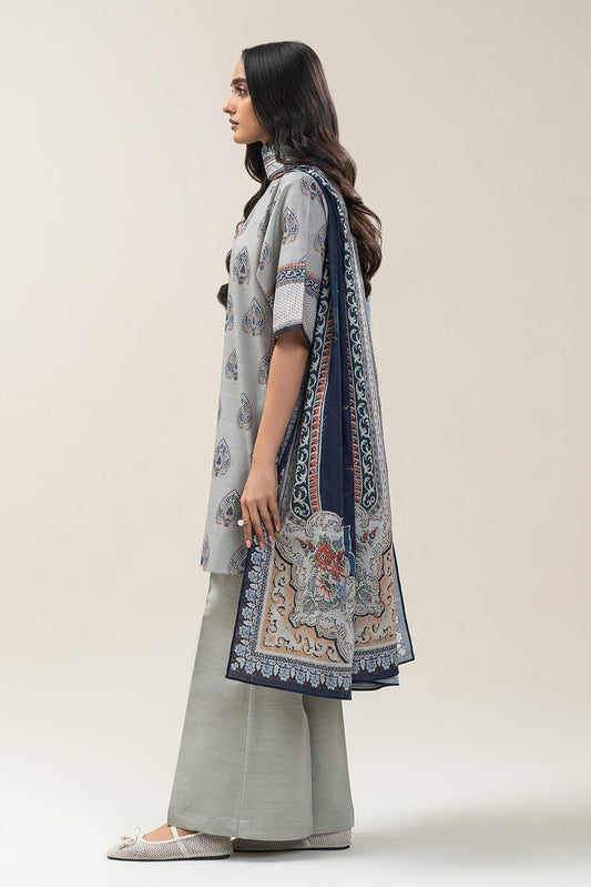 3 PIECE PRINTED SLUB KHADDAR SUIT-SAPPHIRE WHISPER (UNSTITCHED)
