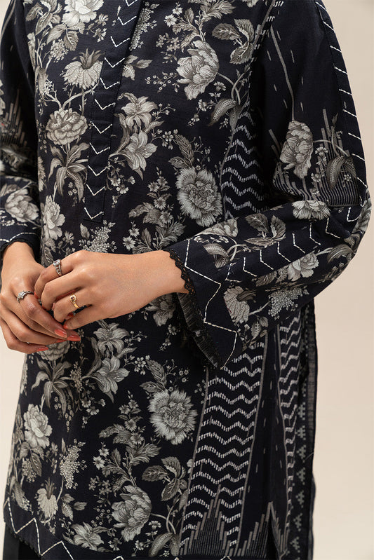 3 PIECE PRINTED SLUB KHADDAR SUIT-ASH GREY (UNSTITCHED)