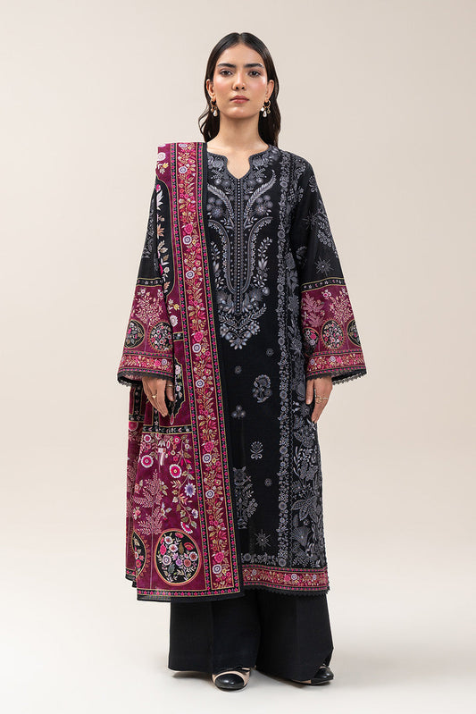 3 PIECE PRINTED SLUB KHADDAR SUIT-VIOLET ORCHID (UNSTITCHED)