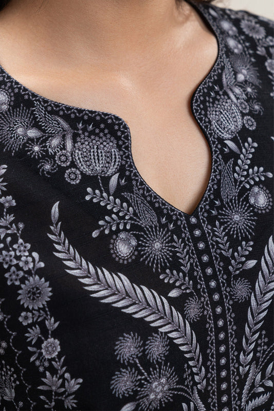 3 PIECE PRINTED SLUB KHADDAR SUIT-VIOLET ORCHID (UNSTITCHED)