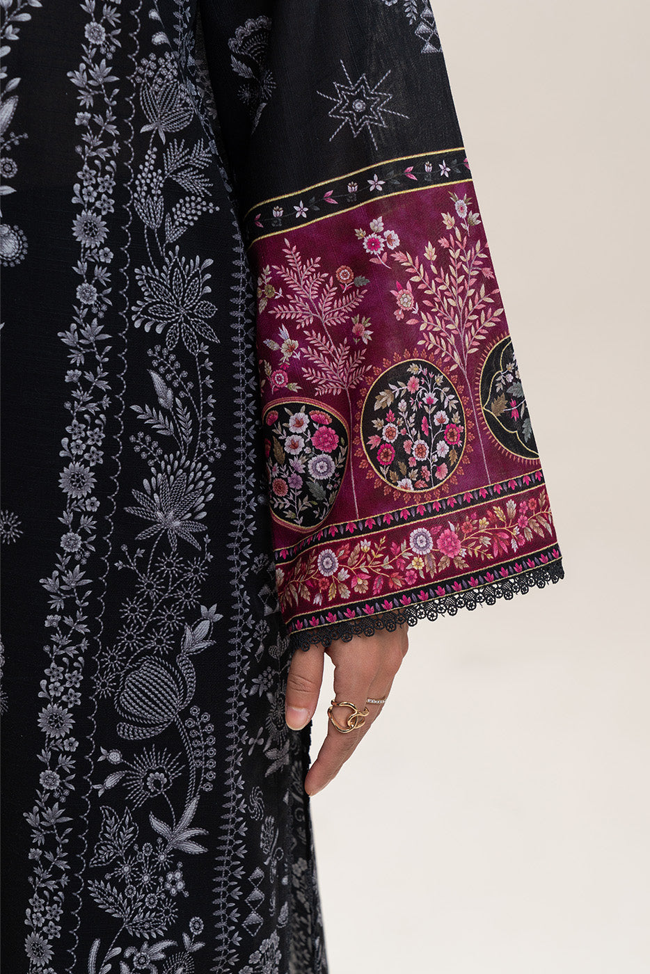 3 PIECE PRINTED SLUB KHADDAR SUIT-VIOLET ORCHID (UNSTITCHED)