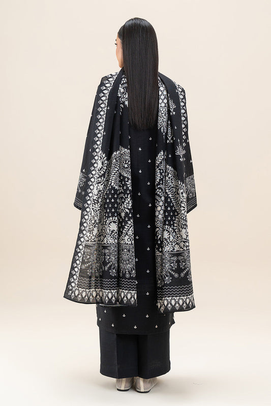 3 PIECE PRINTED SLUB KHADDAR SUIT-JADE DUSK