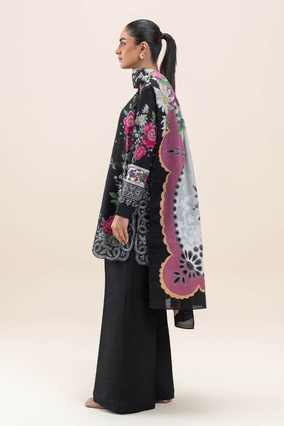 3 PIECE PRINTED SLUB KHADDAR SUIT-MYSTIC GLOOM