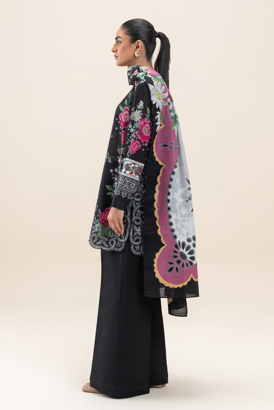 3 PIECE PRINTED SLUB KHADDAR SUIT-MYSTIC GLOOM