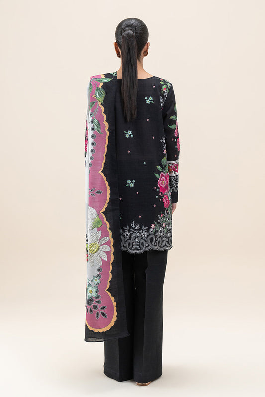 3 PIECE PRINTED SLUB KHADDAR SUIT-MYSTIC GLOOM