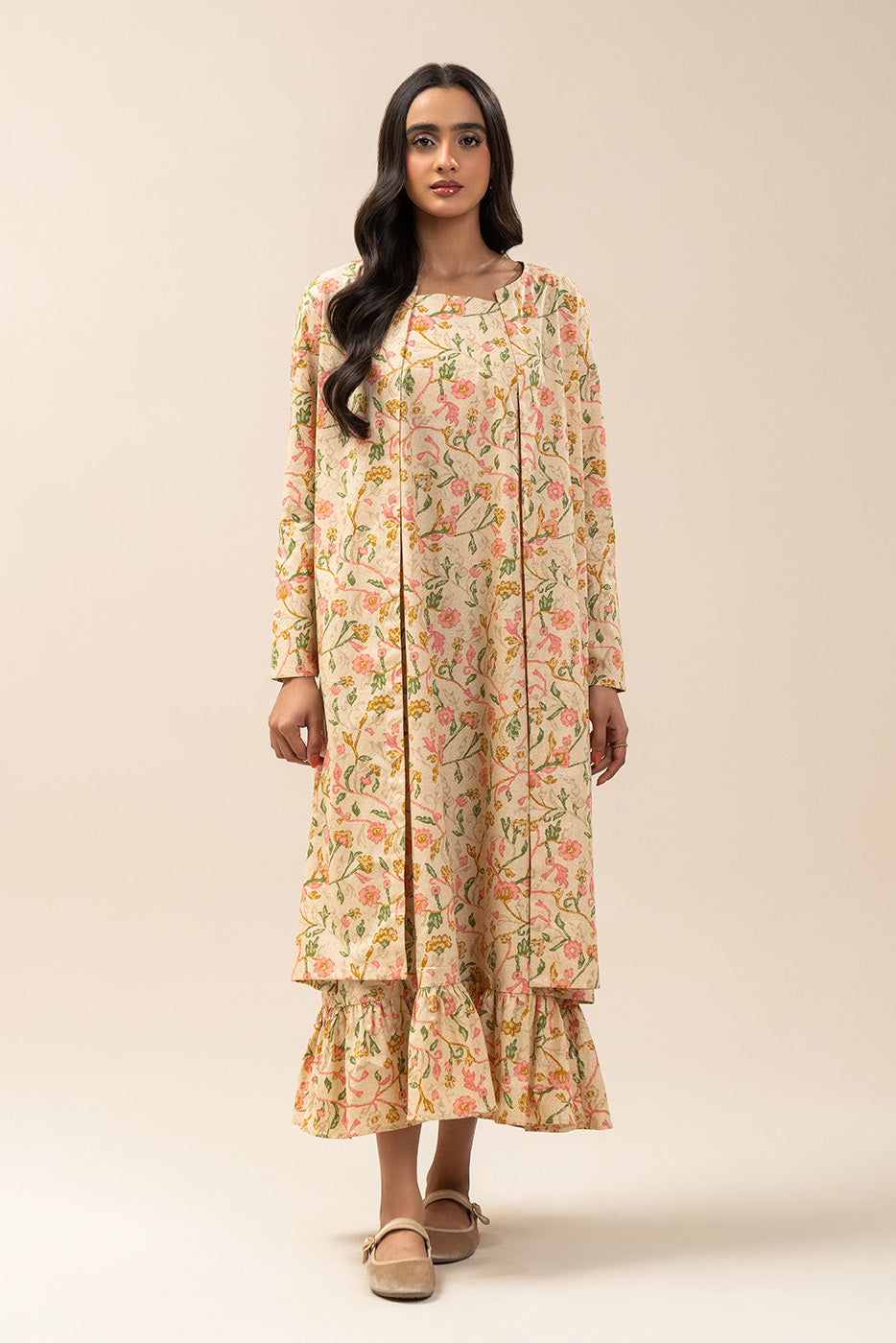 2 PIECE PRINTED CAMBRIC SUIT-BISQUE BLOOM (UNSTITCHED)
