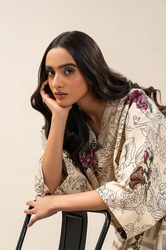 2 PIECE PRINTED CAMBRIC SUIT-BLOOMY WEFT (UNSTITCHED)