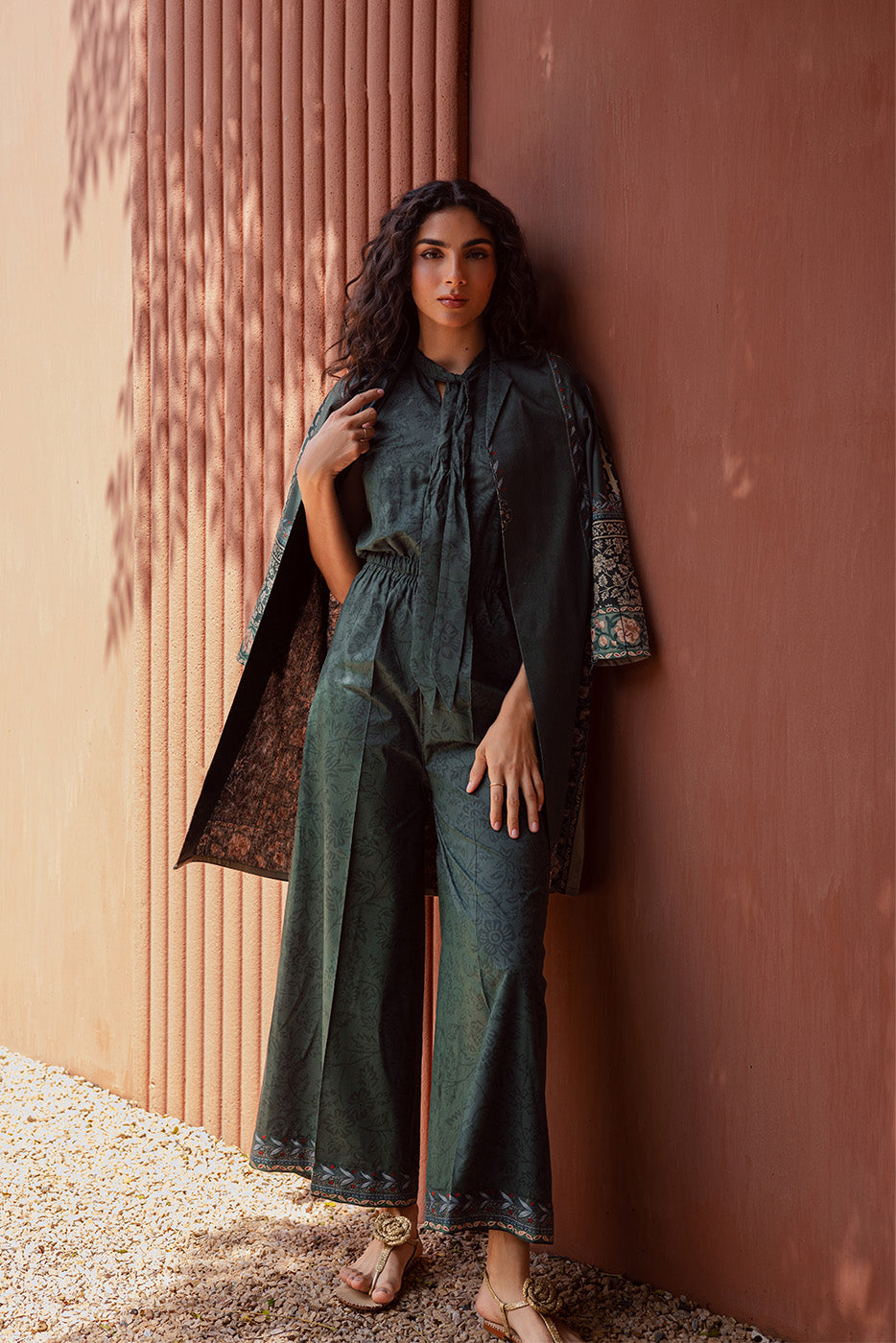 2 PIECE PRINTED LINEN SUIT-PERSIAN PLUM (UNSTITCHED)