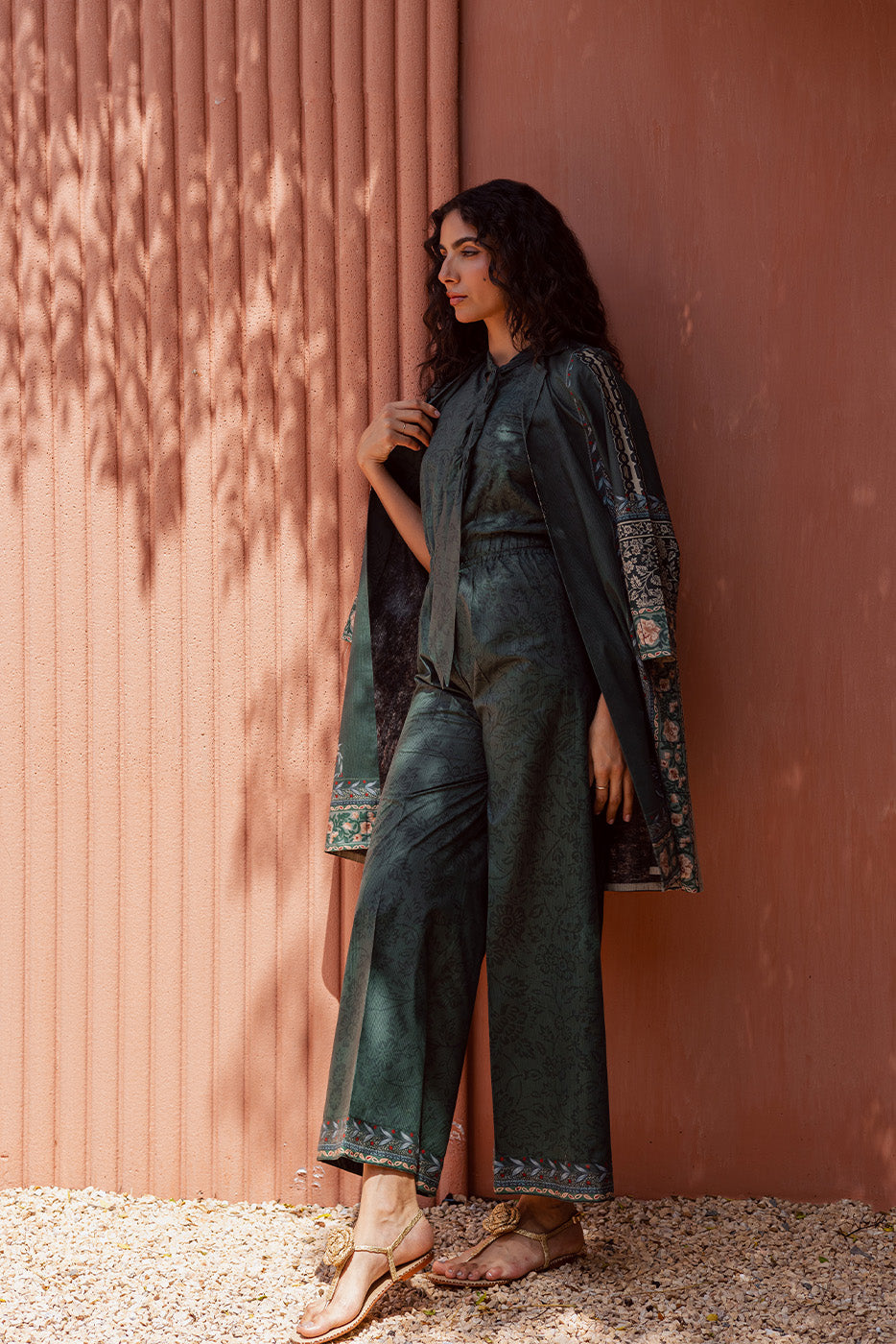 2 PIECE PRINTED LINEN SUIT-PERSIAN PLUM (UNSTITCHED)