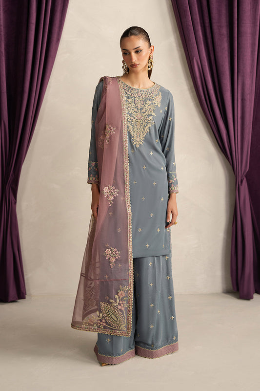 3 PIECE EMBROIDERED VELVET SUIT-MOONLIGHT PEARL (UNSTITCHED)