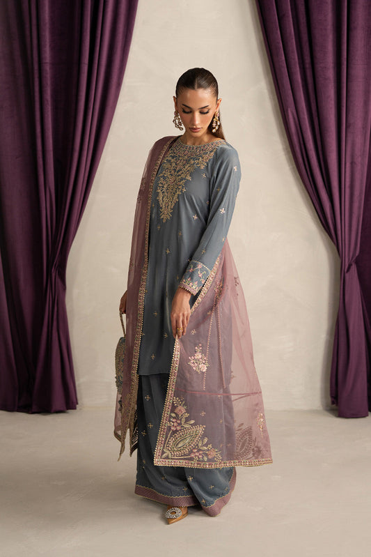 3 PIECE EMBROIDERED VELVET SUIT-MOONLIGHT PEARL (UNSTITCHED)