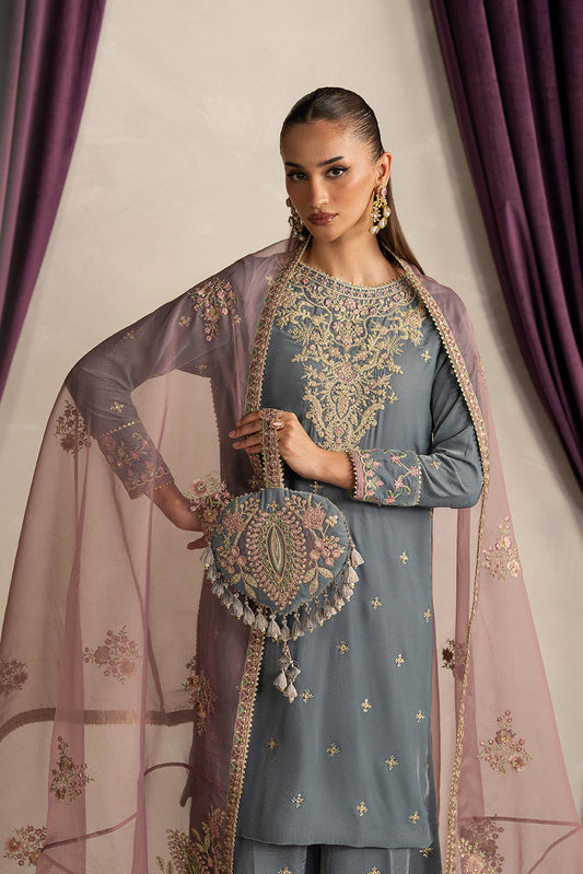 3 PIECE EMBROIDERED VELVET SUIT-MOONLIGHT PEARL (UNSTITCHED)