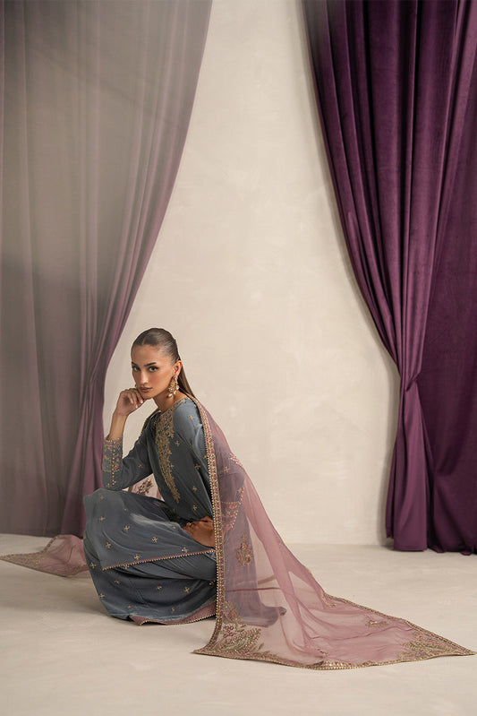 3 PIECE EMBROIDERED VELVET SUIT-MOONLIGHT PEARL (UNSTITCHED)