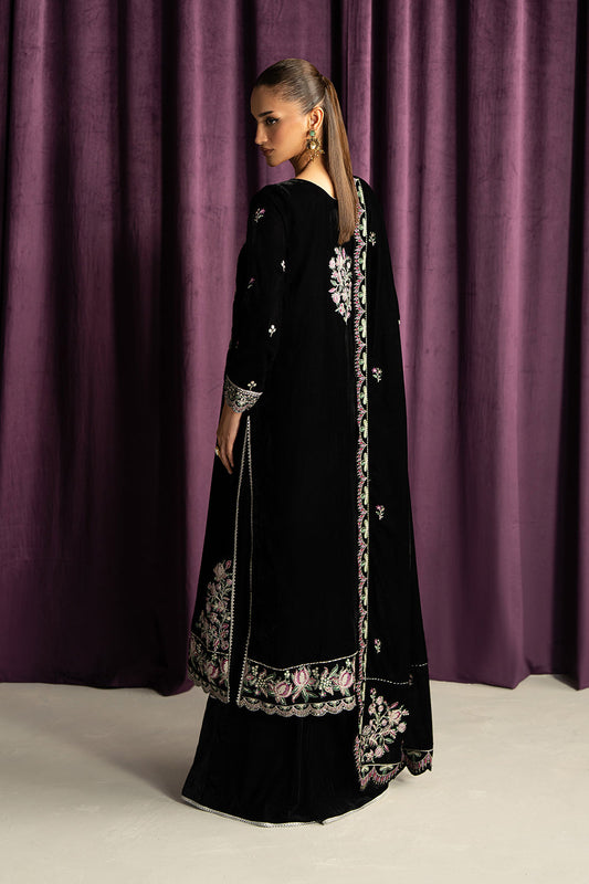 3 PIECE EMBROIDERED VELVET SUIT-MIDNIGHT DREAM (UNSTITCHED)