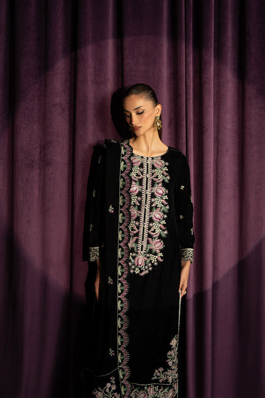 3 PIECE EMBROIDERED VELVET SUIT-MIDNIGHT DREAM (UNSTITCHED)