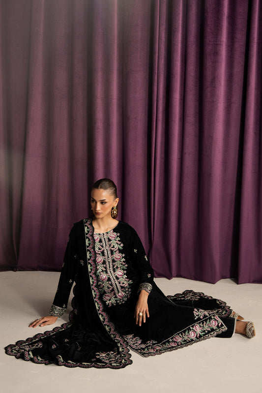 3 PIECE EMBROIDERED VELVET SUIT-MIDNIGHT DREAM (UNSTITCHED)
