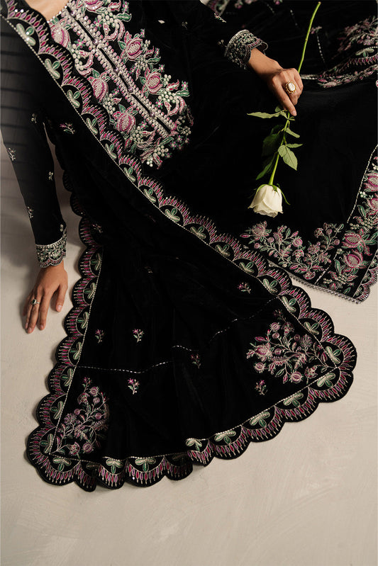 3 PIECE EMBROIDERED VELVET SUIT-MIDNIGHT DREAM (UNSTITCHED)