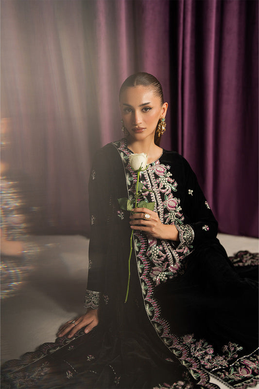 3 PIECE EMBROIDERED VELVET SUIT-MIDNIGHT DREAM (UNSTITCHED)