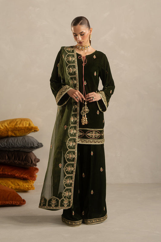 3 PIECE EMBROIDERED VELVET SUIT-BASIL LUXE (UNSTITCHED)