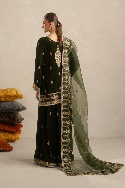 3 PIECE EMBROIDERED VELVET SUIT-BASIL LUXE (UNSTITCHED)