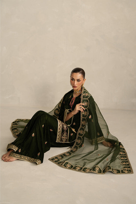 3 PIECE EMBROIDERED VELVET SUIT-BASIL LUXE (UNSTITCHED)