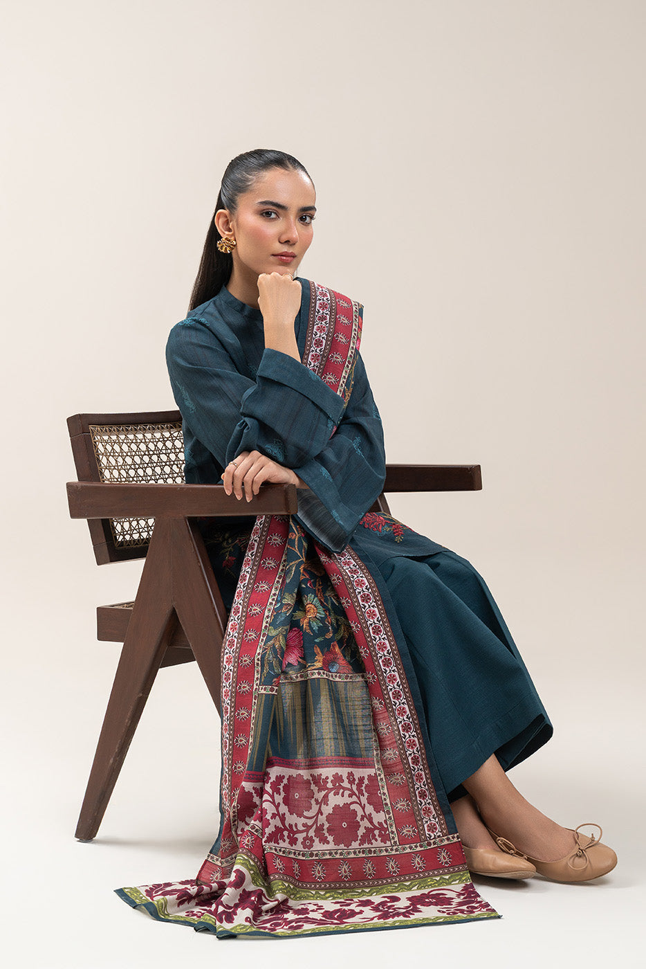 3 PIECE EMBROIDERED KHADDAR SUIT-SPRUCE MUSK (UNSTITCHED)
